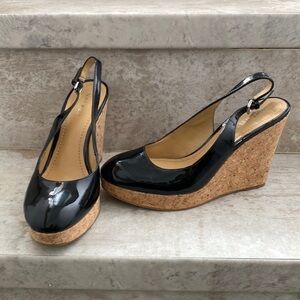 Nine West Patent Round Toe Platform Wedges Cheyanne